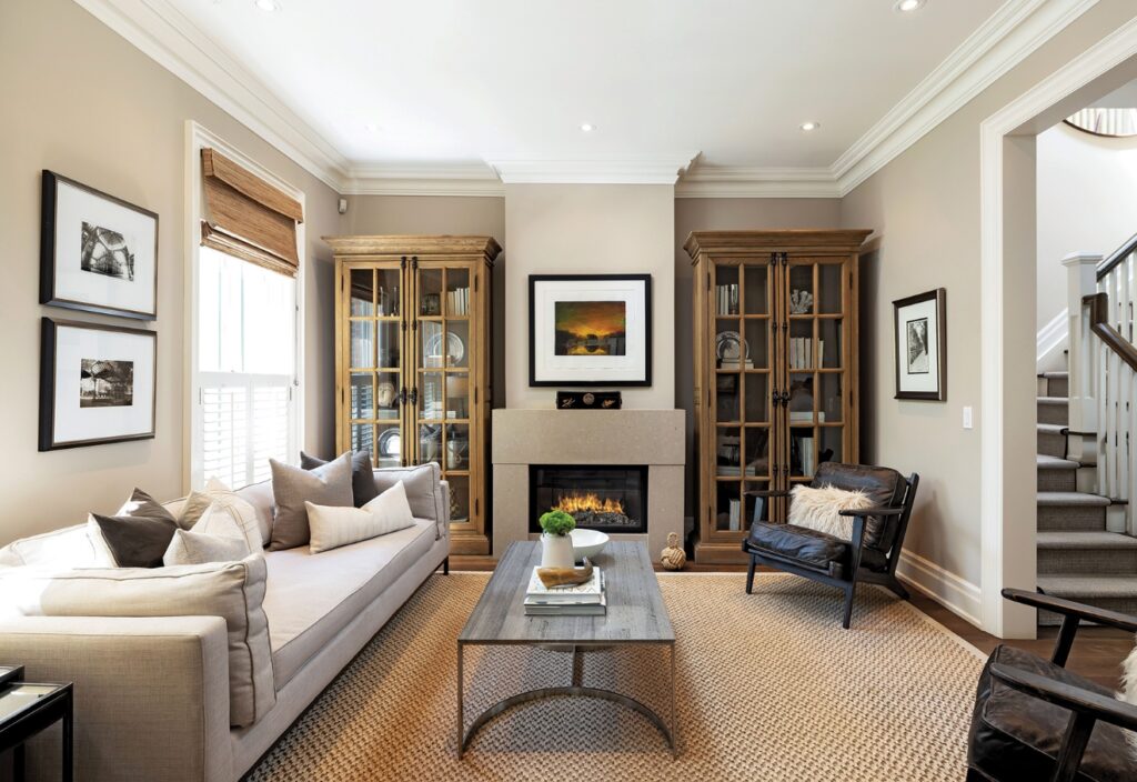 Living space with fireplace