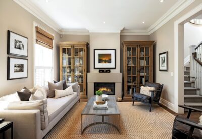 Living space with fireplace