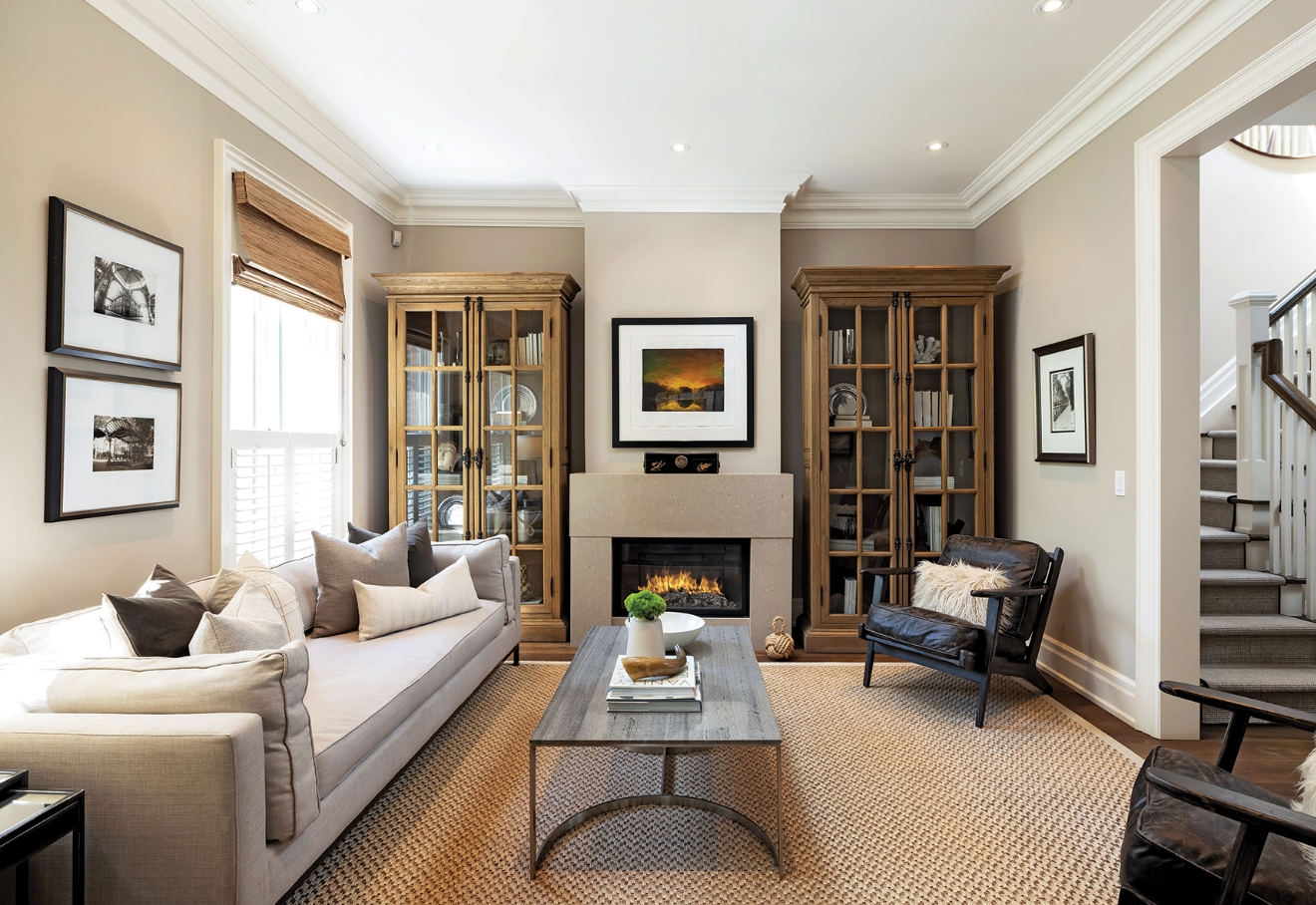 Living space with fireplace