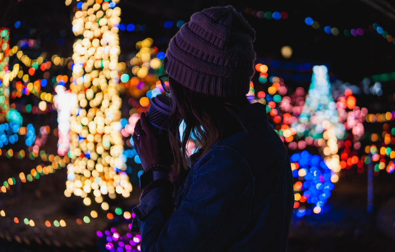 Lady and Christmas light