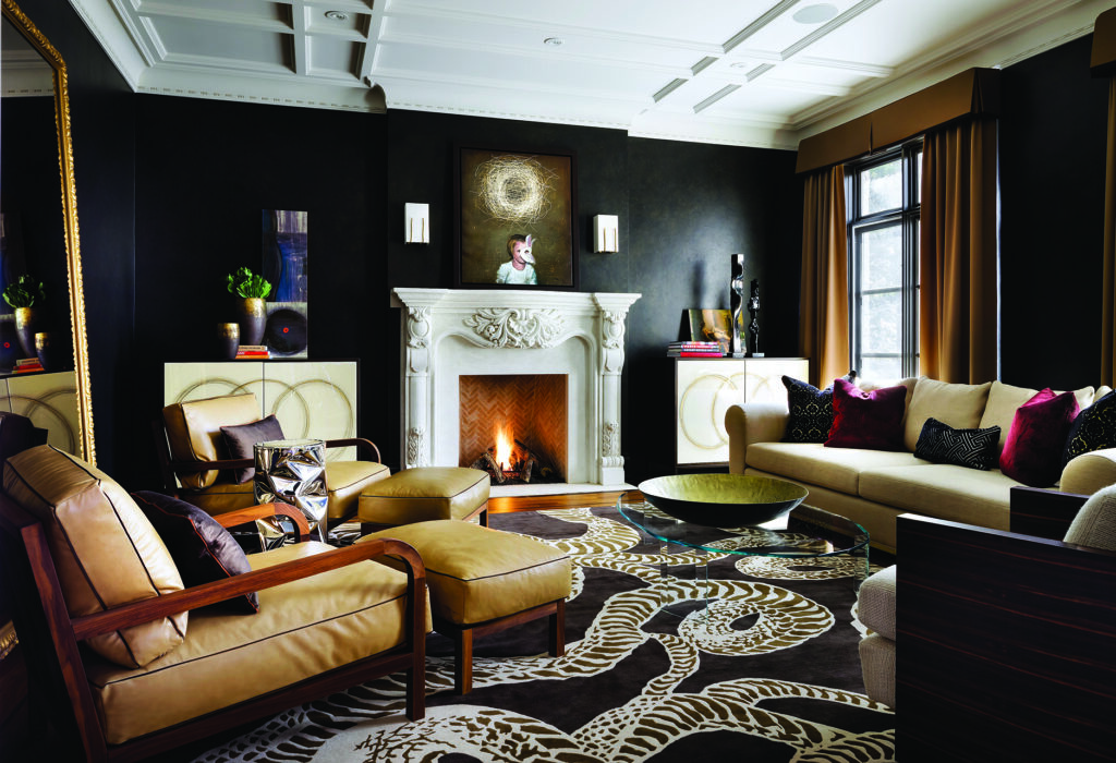 living room with a furnace