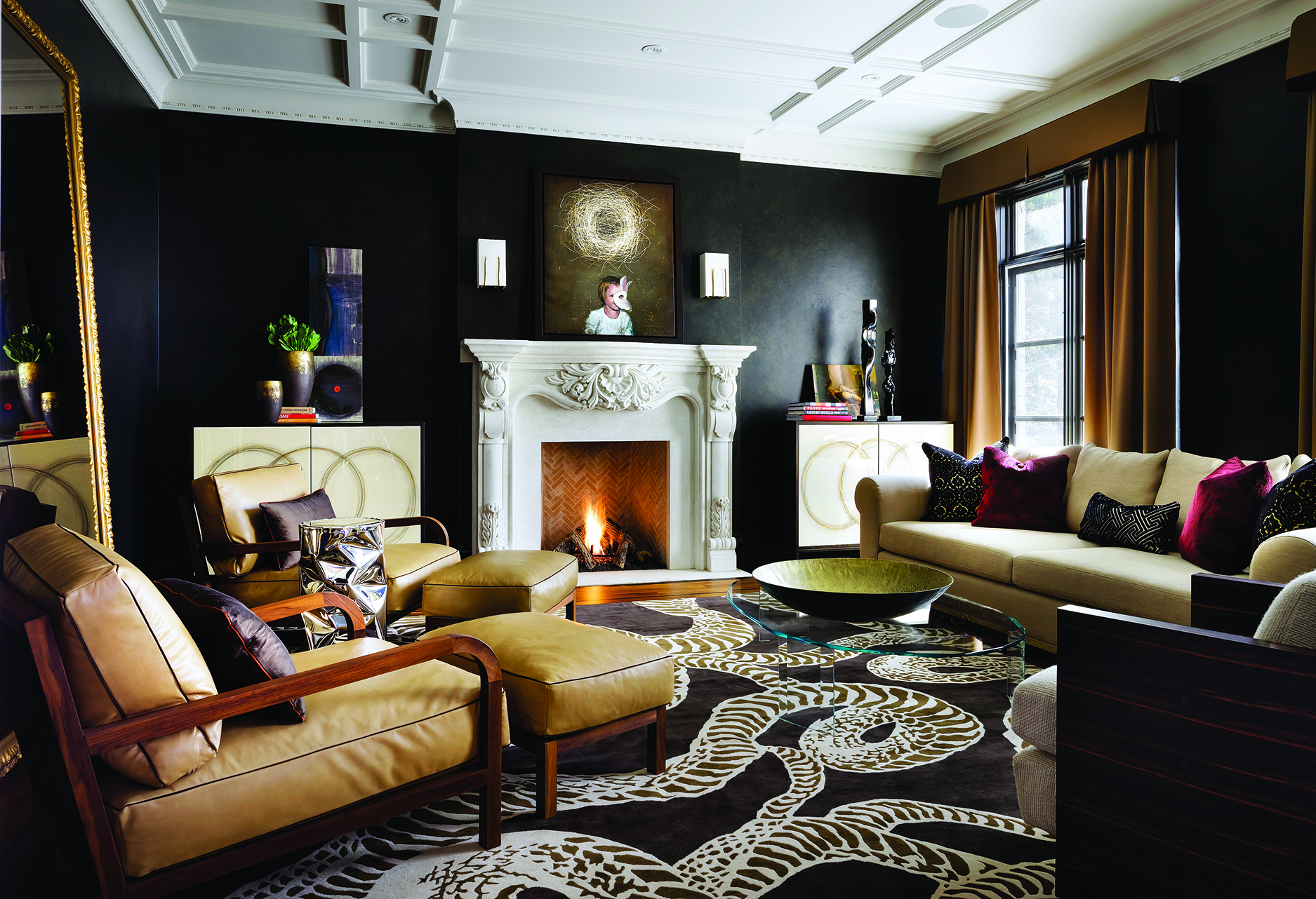 living room with a furnace