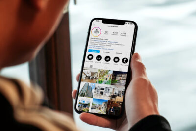 person scrolling through instagram
